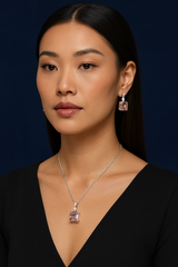 VEL-1X2ET: STERLING SILVER & PINK RADIANCE JEWELRY SET