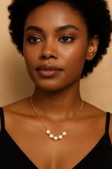 5-Pearl Gold Chain Necklace