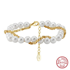Veloura Luxe Gold & Pearl Bracelet – 925 Sterling Silver Elegance