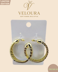 Textured Gold Serpent Hoop Earrings