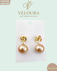 Petal Bezel Pearl Stud Earrings