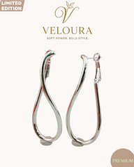 Sculpted Silver Teardrop Hoop Earrings