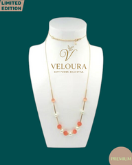 Coral & Pearl Station Necklace (Gold)