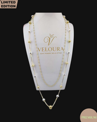 Two-Tone Layered Bead Station Necklace