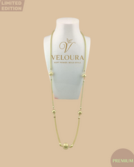 Gold Bead Station Long Necklace