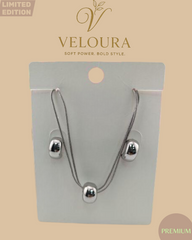 Polished Silver Pebble Necklace & Stud Earring Set