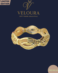 Filigree Wave Hinged Bangle – Gold Tone
