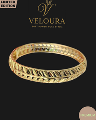 Filigree Wave Hinged Bangle – Gold Tone