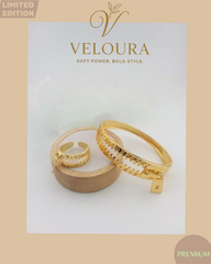 Veloura Star Panel Bangle & Ring Set — Gold Tone