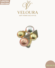 Tri-Tone Textured Orb Cluster Ring