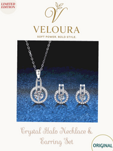 VEL-1NES:CRYSTAL HALO NECKLACE & EARRING SET