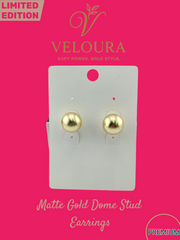 VEL-22X: Matte Gold Dome Stud Earrings