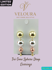 VEL-34X: Veloura Tri-Tone Sphere Drop Earrings