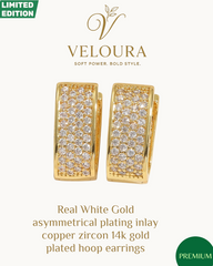 VEL-14x1: 14k Gold Plated Pavé Huggie Hoops