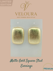 VEL-46XS1: Matte Gold Square Stud Earrings