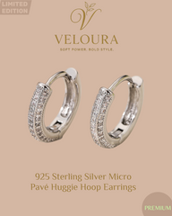 925 Sterling Silver Micro Pavé Huggie Hoop Earrings