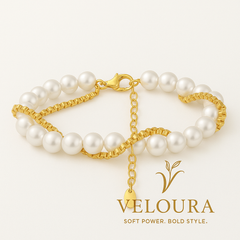 Veloura Luxe Gold & Pearl Bracelet – 925 Sterling Silver Elegance
