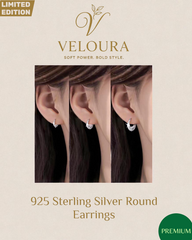 VEL-468X3: 925 Sterling Silver Round Earrings