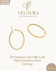 Rope Twist Hoop Earrings, 18K Gold Plated Stainless Steel