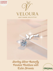 VEL-2B1XA: Butterfly Sparkle Pendant Necklace