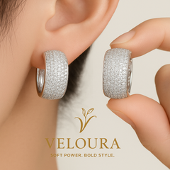 Veloura Luxe Pavé Silver Hoop Earrings