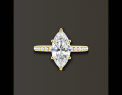 Marquise Solitaire Pavé Band Ring