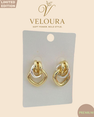 Two-Tone Linked Geometric Drop Earrings