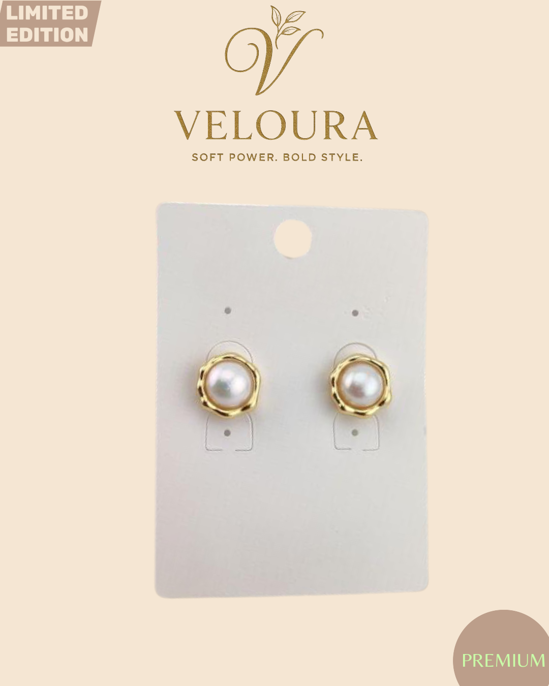 Petal Bezel Pearl Stud Earrings