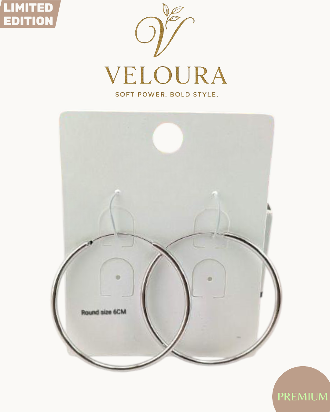 Polished Silver Hoop Earrings (60 mm)