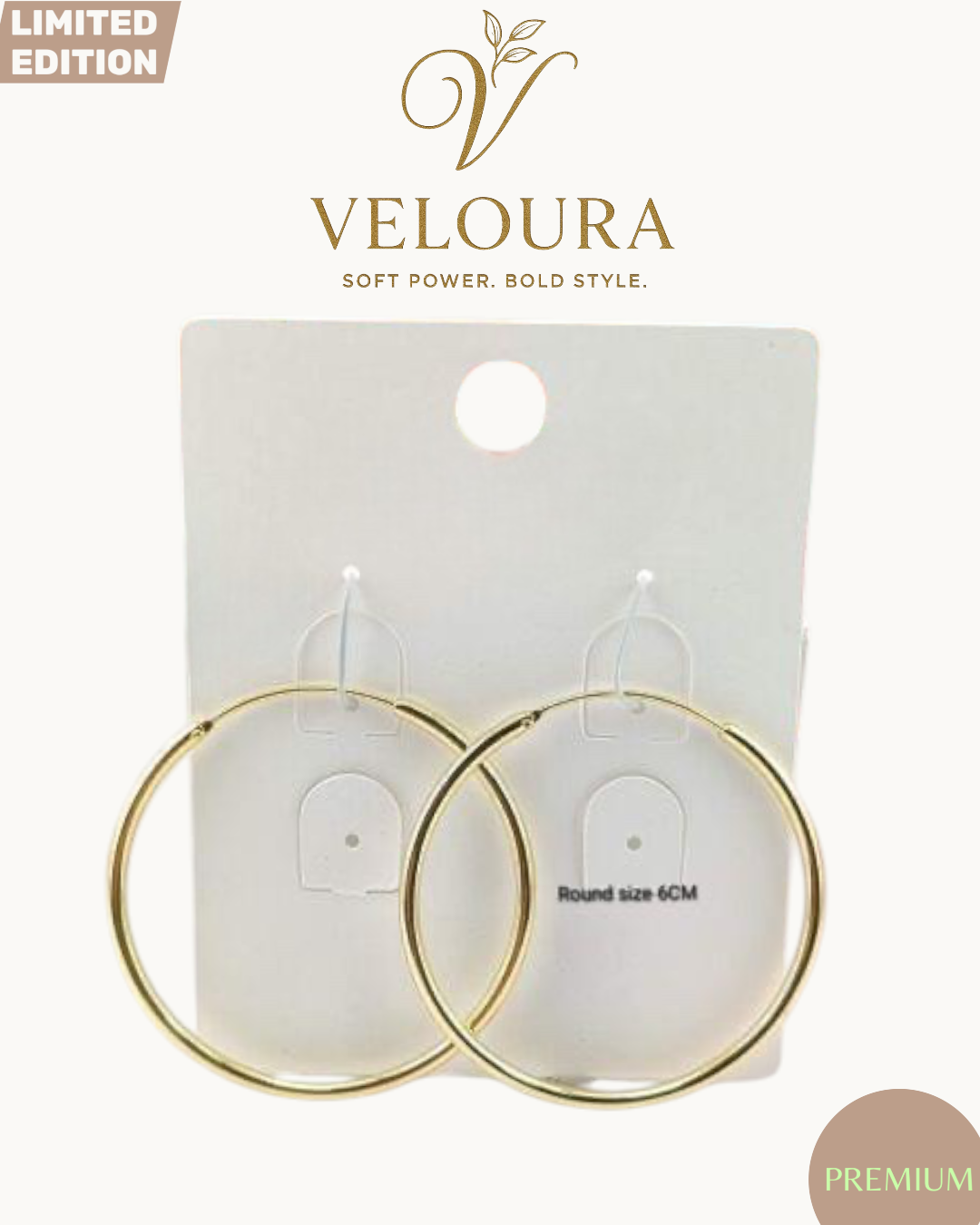 Polished Gold Hoop Earrings (60 mm)
