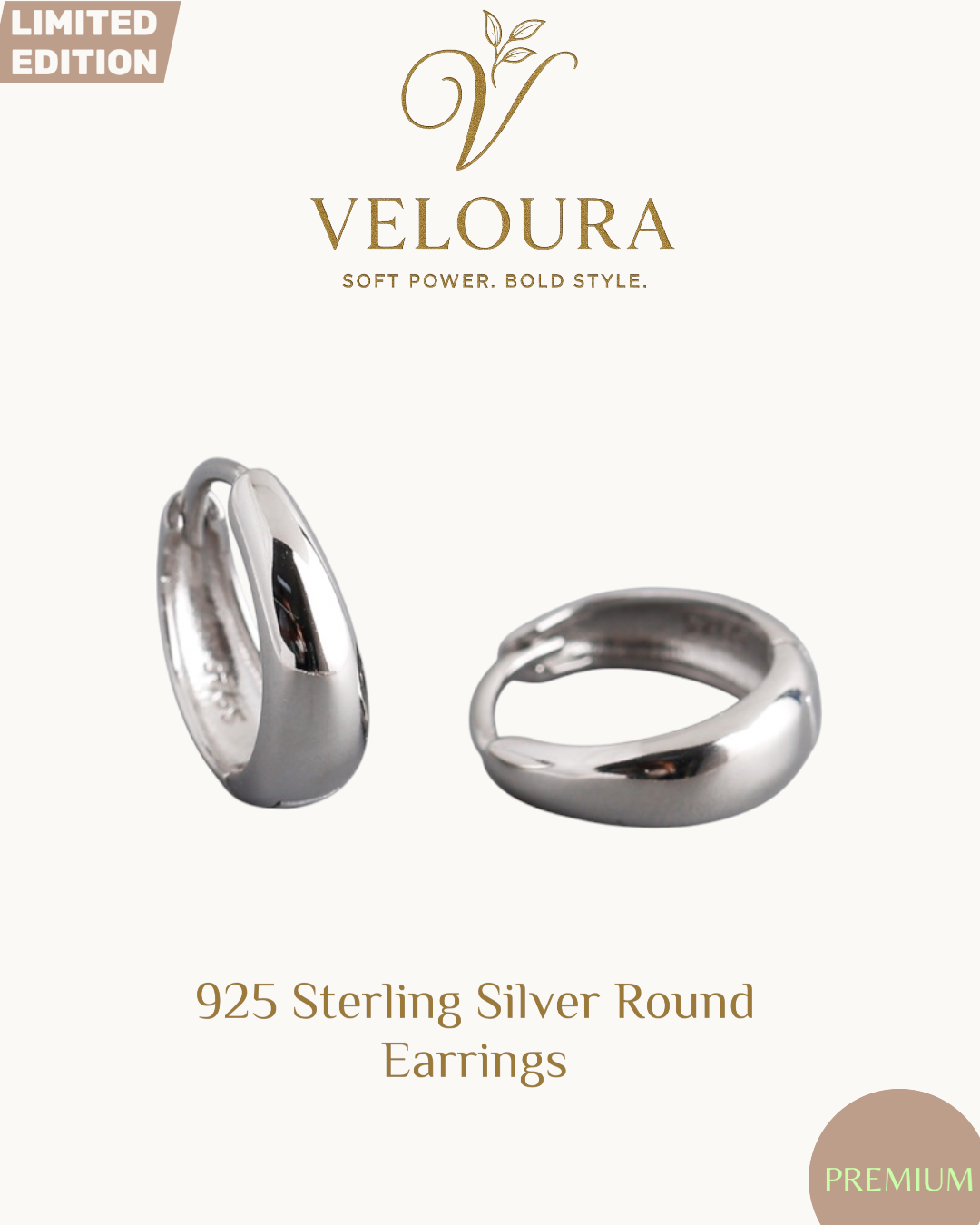 925 Sterling Silver Round Huggie Earrings