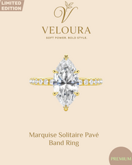 Marquise Solitaire Pavé Band Ring