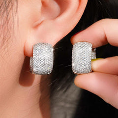 Veloura Luxe Pavé Silver Hoop Earrings