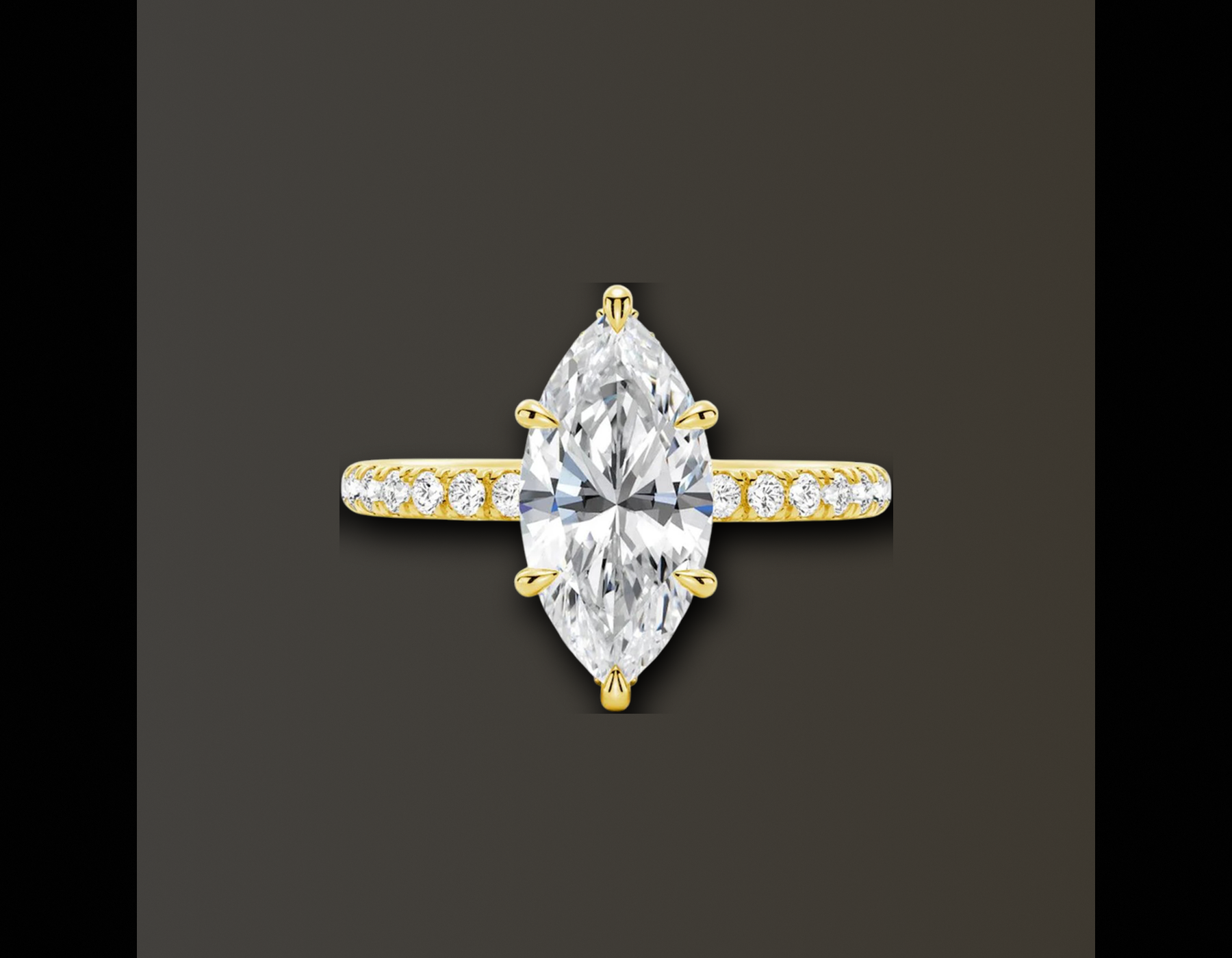 Marquise Solitaire Pavé Band Ring